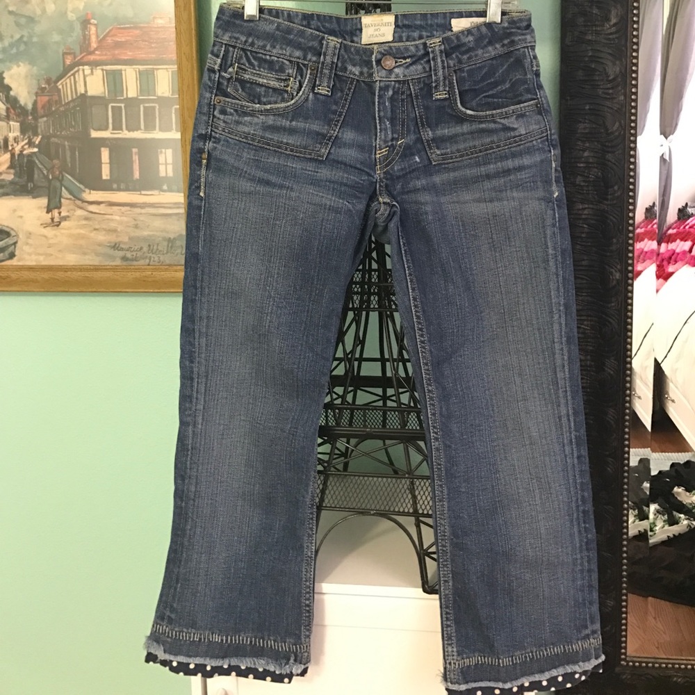 Taverniti cropped jeans w/ polka dot hem