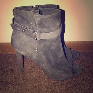 BCBG Gray Booty Toeless Heels