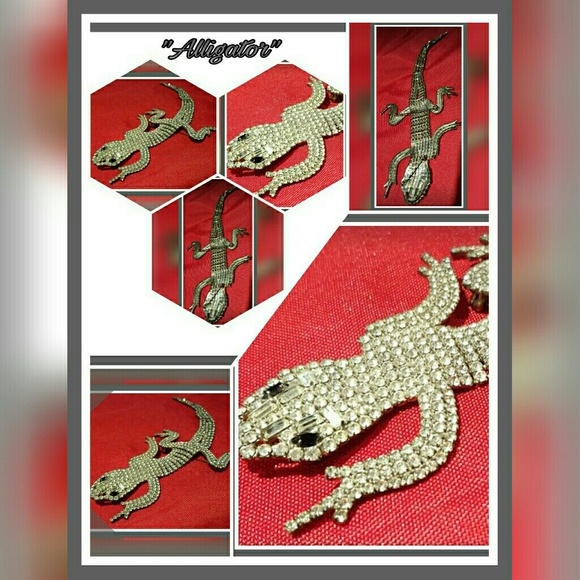 Rhinestone Gecko Salamader/lizard Giant Brooch/Pin Size 7.5" - Picture 3 of 9
