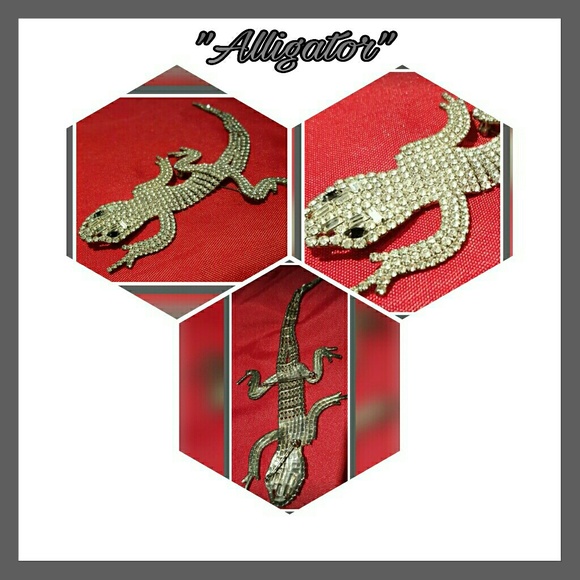 Rhinestone Gecko Salamader/lizard Giant Brooch/Pin Size 7.5" - Picture 7 of 9