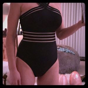 Black one piece Kenneth Cole swim suit