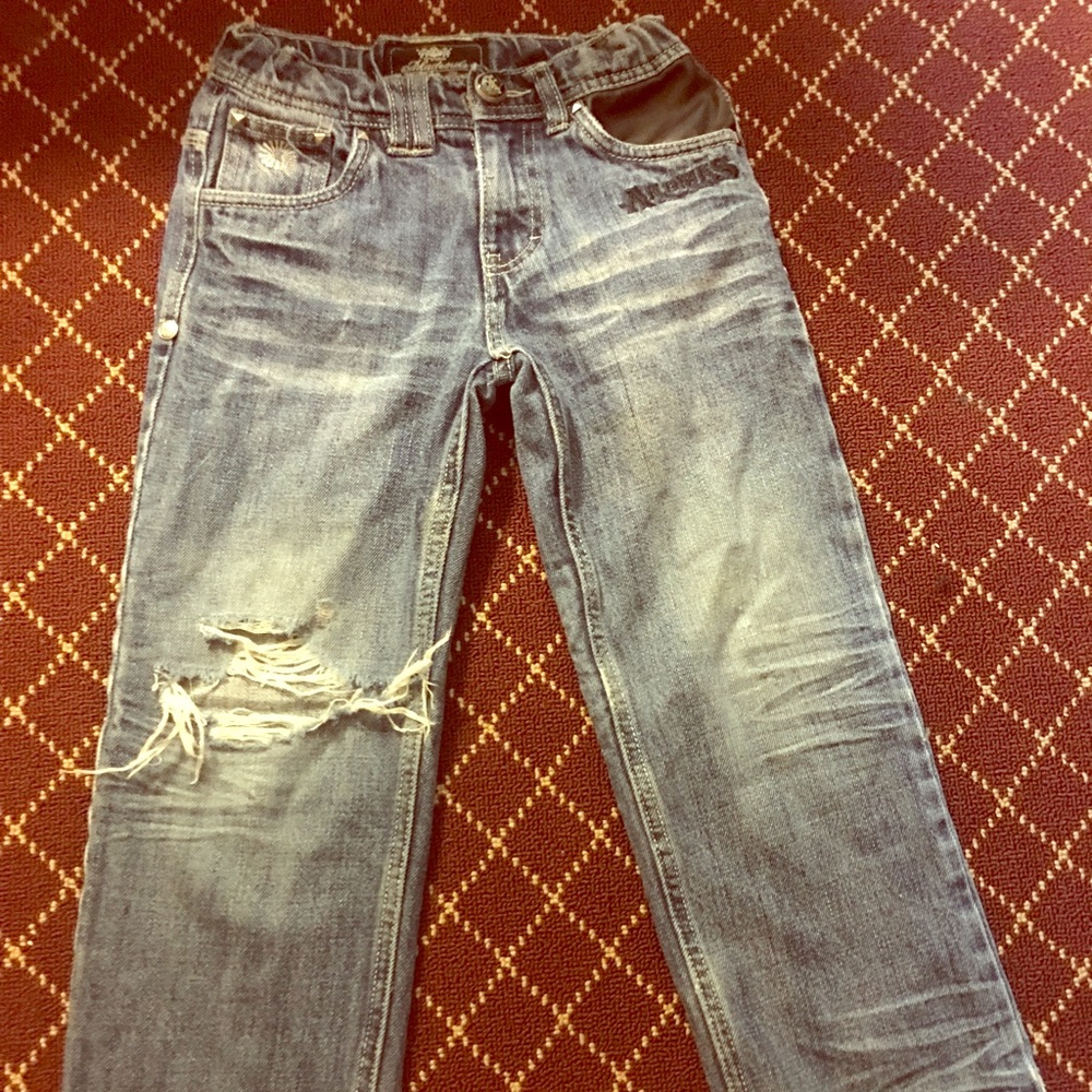 Boys Akademiks Distressed Medium Blue Jeans Size 7