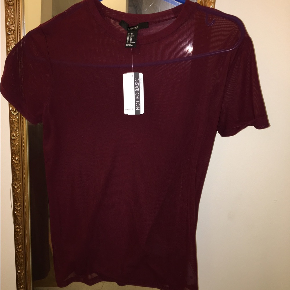 Sheer maroon shirt