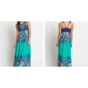 Embroidered colorful spring maxi dress