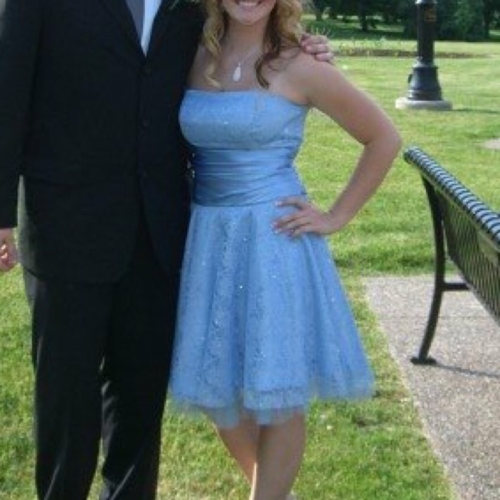 Perrywinkle tea length prom dress
