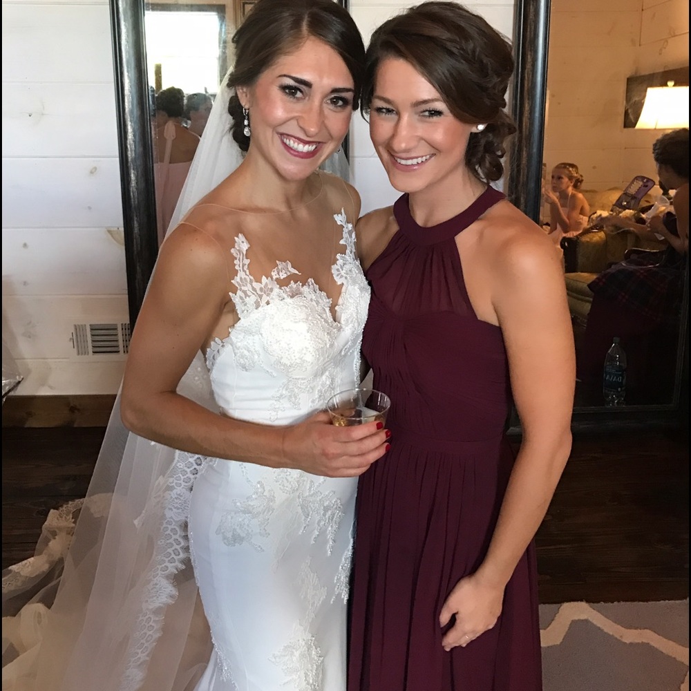 Wine colored bridesmaid dress by Camille la vie