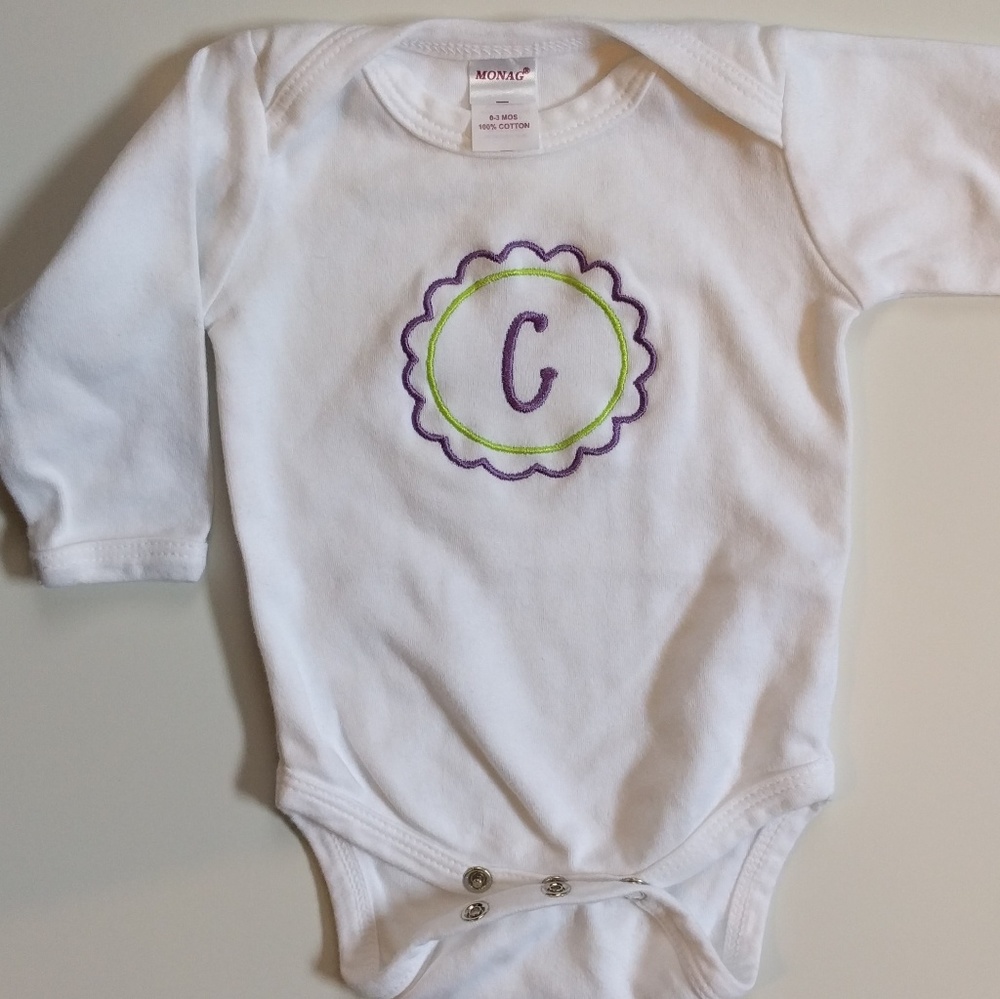 Monogram "C" onesie newborn