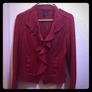 White House black market ruffle jacket