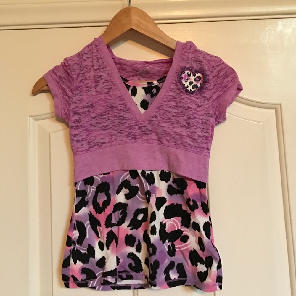 Justice animal print 2-fer hoodie t-shirt. Girls 8