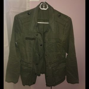 Green Army Jacket, zipper and buttons