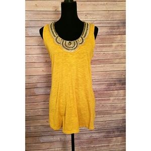 Mustard Yellow Embellished Tunic Tank