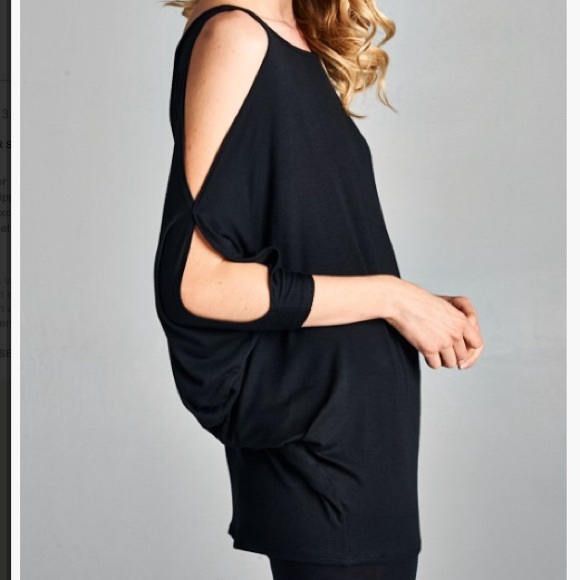 Cold Shoulder Bat Wing Open Tie Back Tunic - Picture 2 of 3