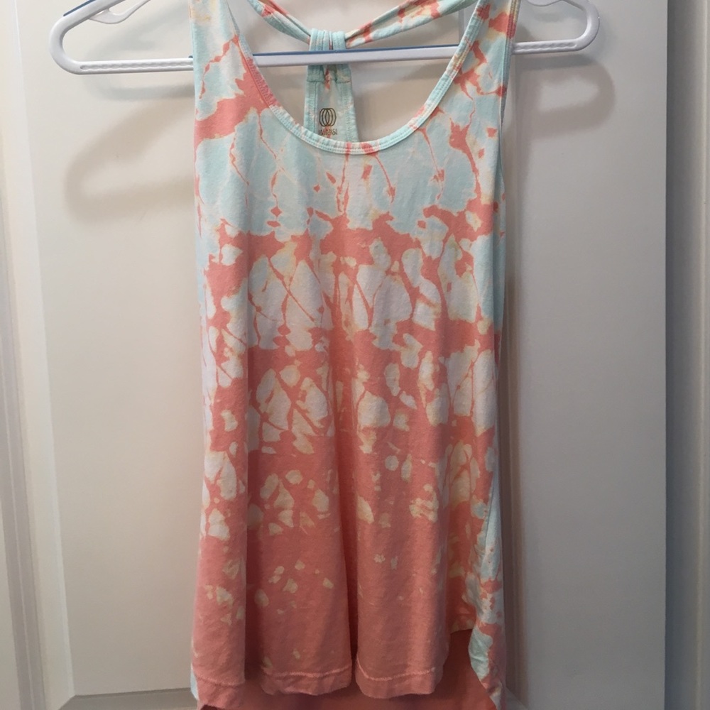 This is a mint and pink tie dye tank top.
