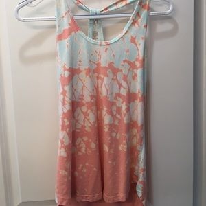 This is a mint and pink tie dye tank top.