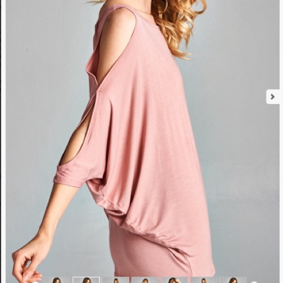 Cold Shoulder Bat Wing Open Tie Back Tunic - Picture 3 of 4