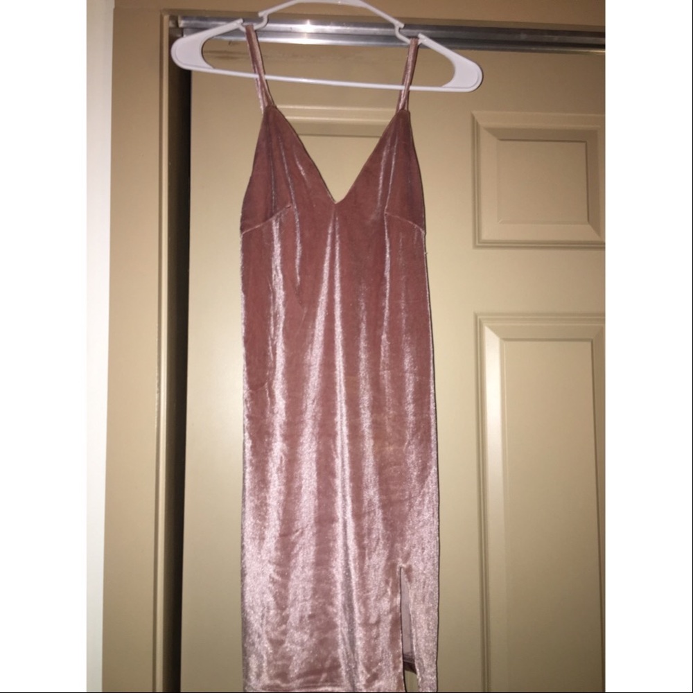 Rose Pink Velvet Mini Dress