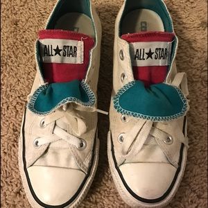PREVIOUSLY LOVED White Double Tongue Converse