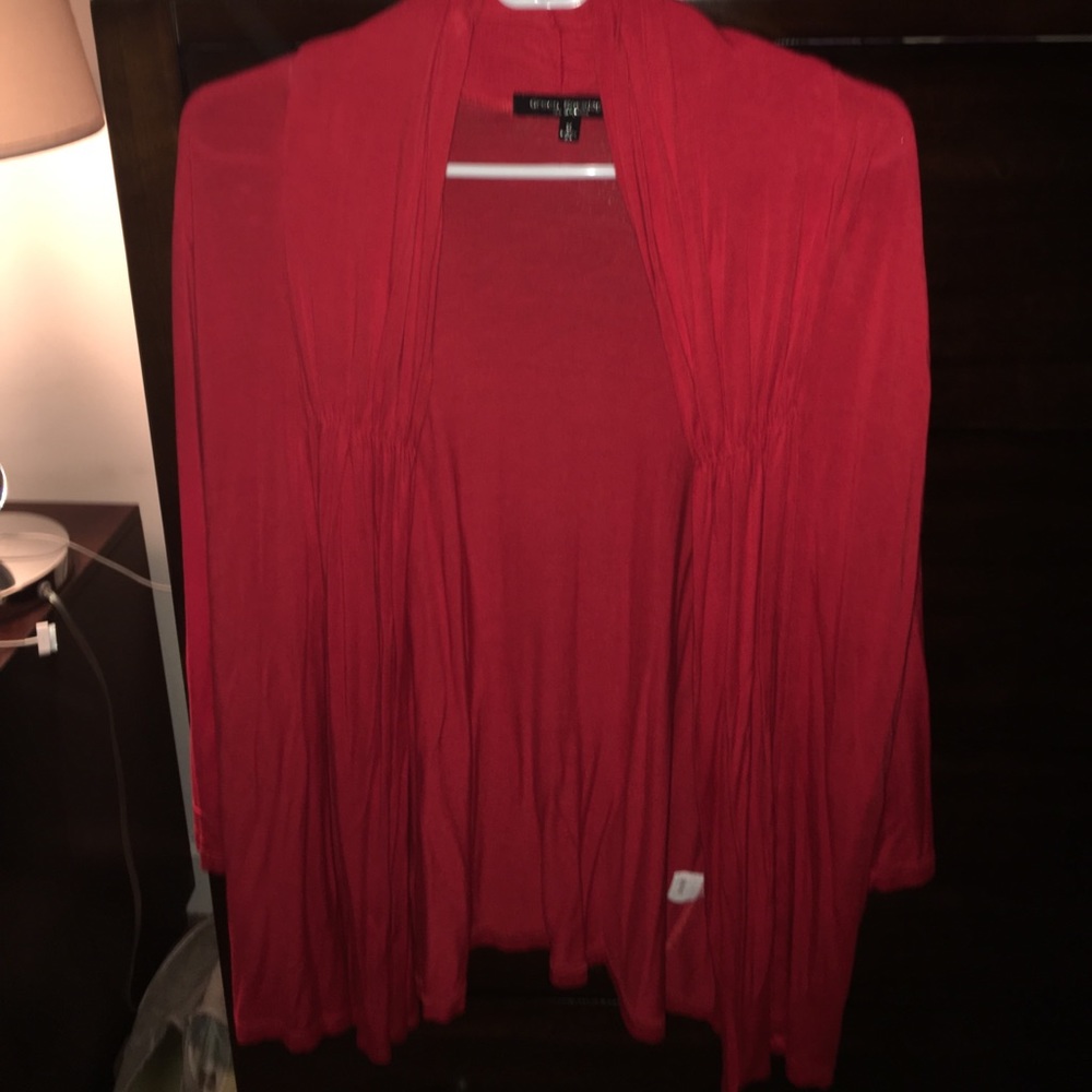 Red rouched cardigan wrap shirt