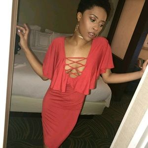 Red Rainbow Lacy Dress