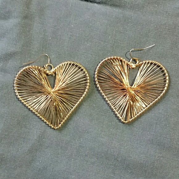 Woven metal heart earrings - Picture 1 of 1