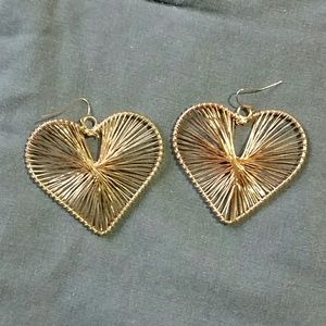 Woven metal heart earrings