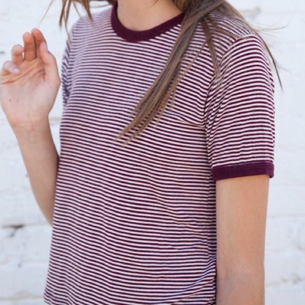 Brandy Melville Nadine Top - Striped Maroon
