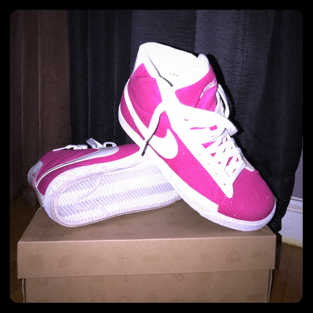 Nike blazer mid (gs) pink glitter sneakers