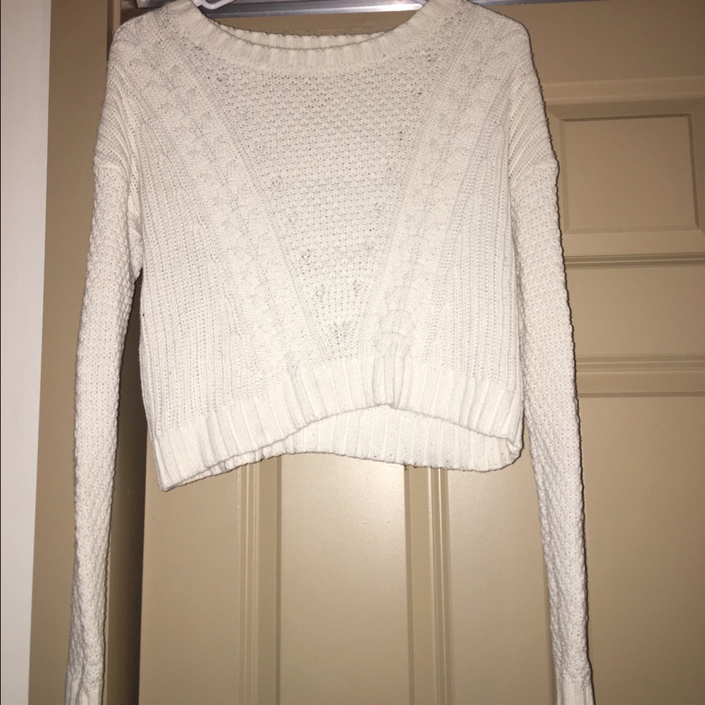 White Crop Sweater