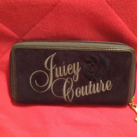 Navy Velour Juicy Couture Long Wallet - Picture 1 of 5
