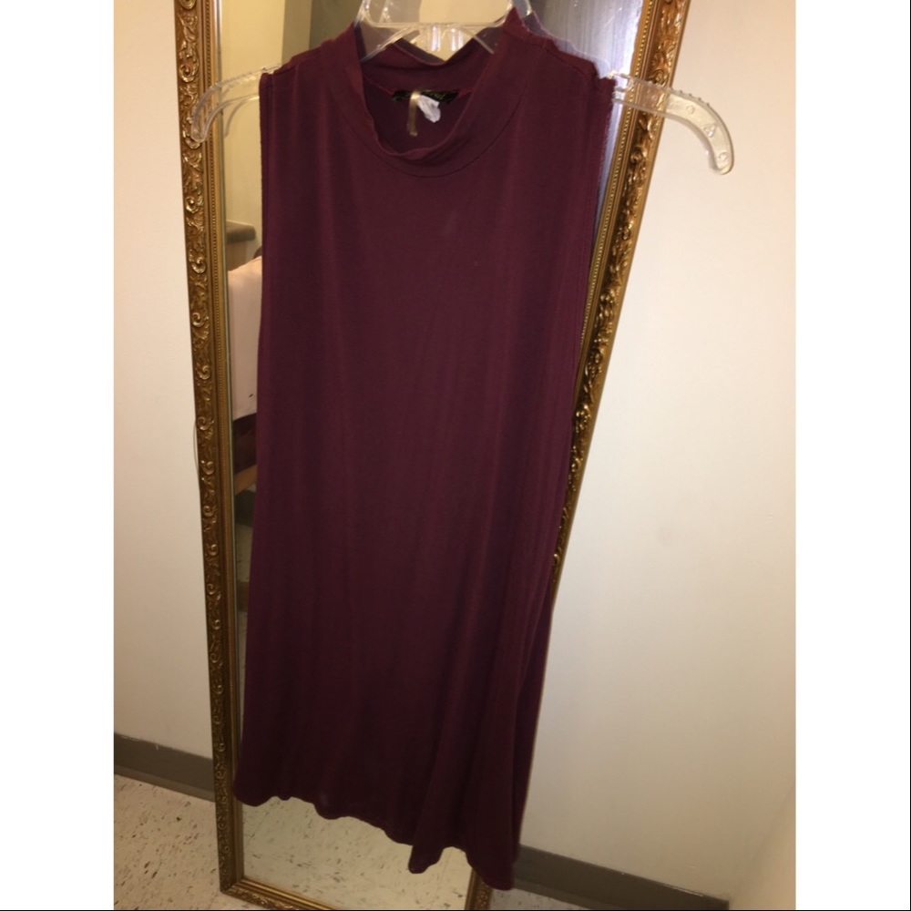 Flowy, Maroon Faux Turtleneck Dress