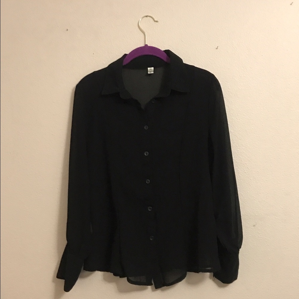 Long sleeve sheer black blouse