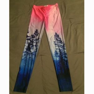 Pink to Blue Forest Leggings