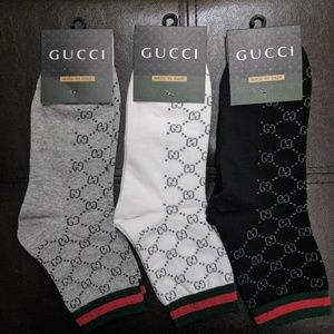 3 pair of Gucci designer pattern socks