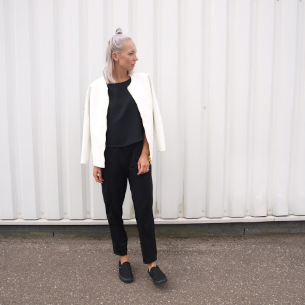 Black leather slip-on vans