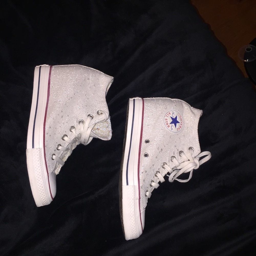 Converse wedges White with Grey sparkles
