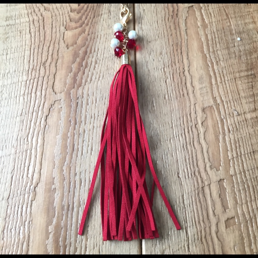 NWT Red Tassel long necklace