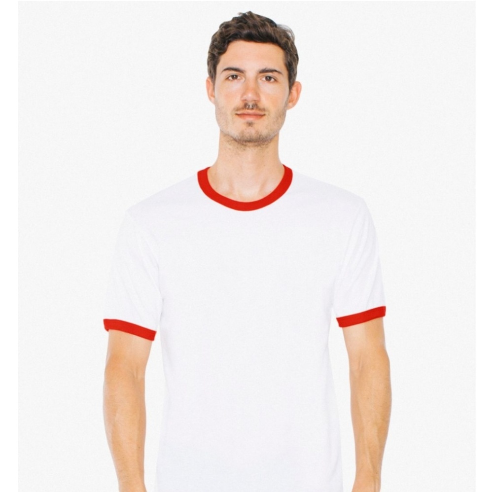 American apparel unisex red and white tee