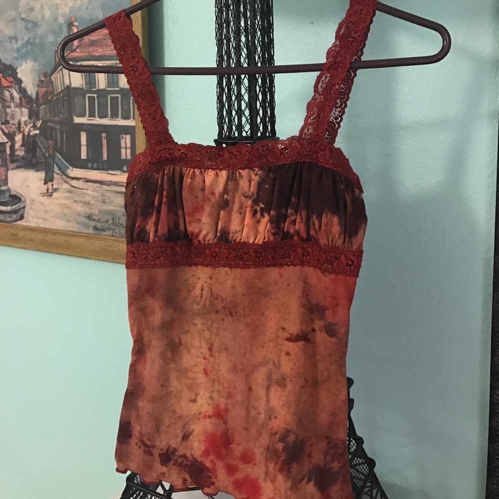 Maroon and lace tank