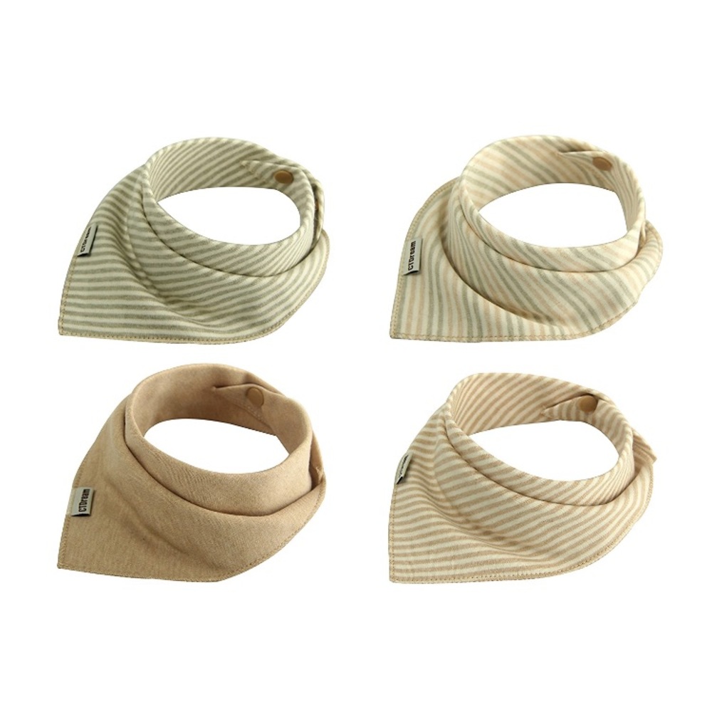 4 Piece Soft Baby Bibs, Natural Color Cotton