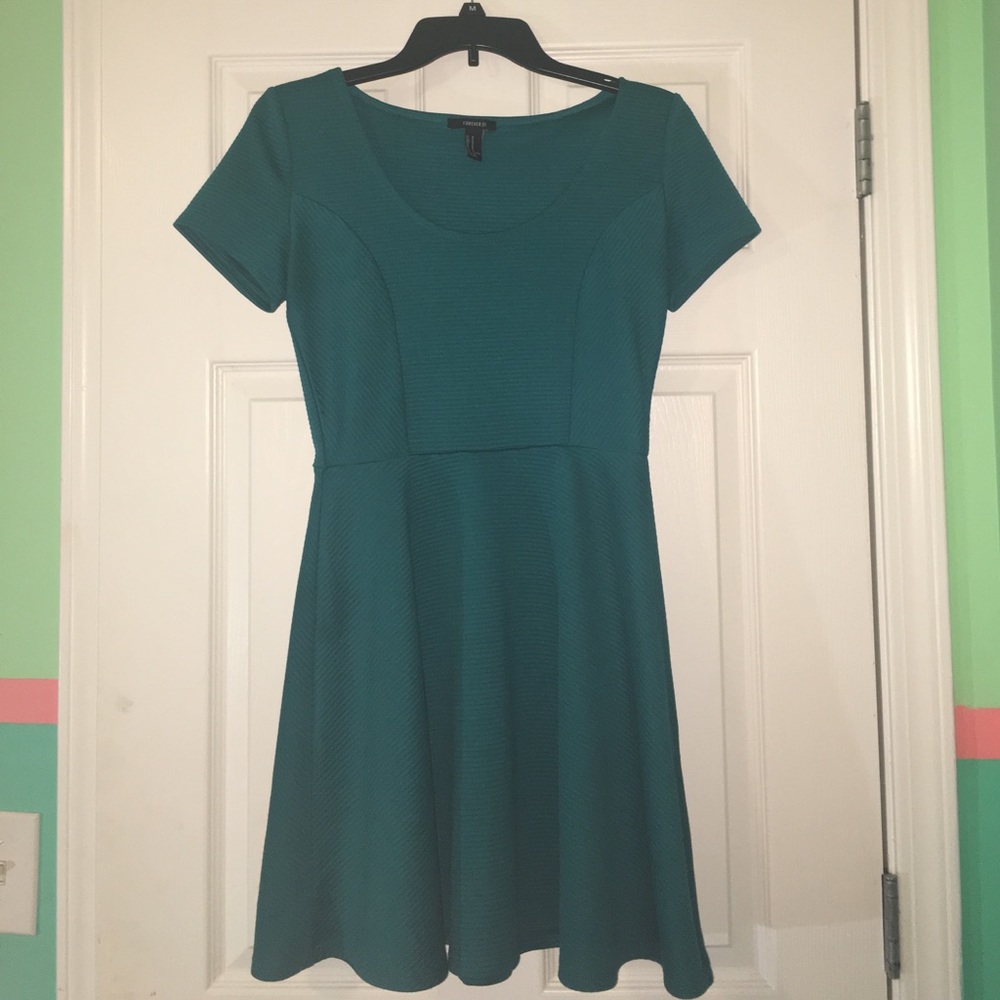 Teal Ribbed Fit and Flare Dress