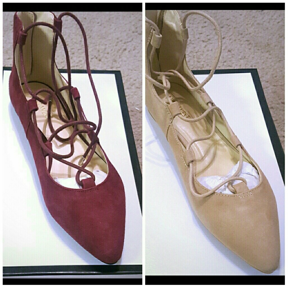 SOLD! ** 2 Pairs LEATHER NINE WEST Lace Up Flats!!