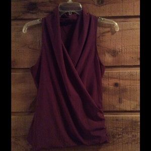 Wine colored faux wrap blouse