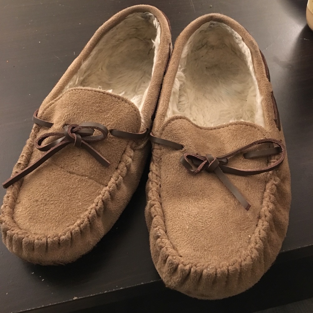 Tan moccasins
