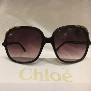 Chloé Square Frame Scallop Detail Sunglasses