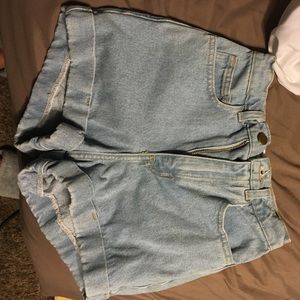 American apparel light blue denim shorts
