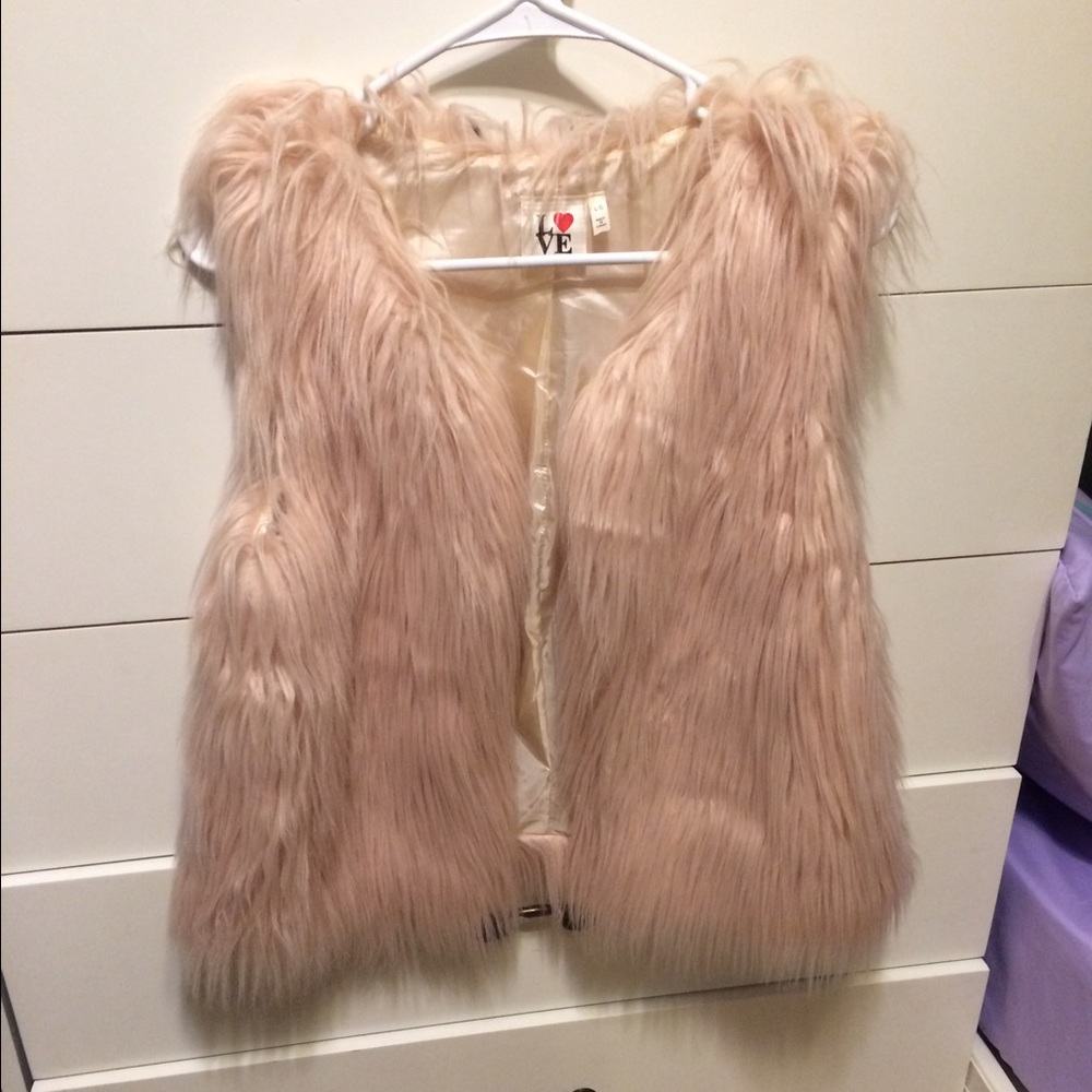 Cream fur vest