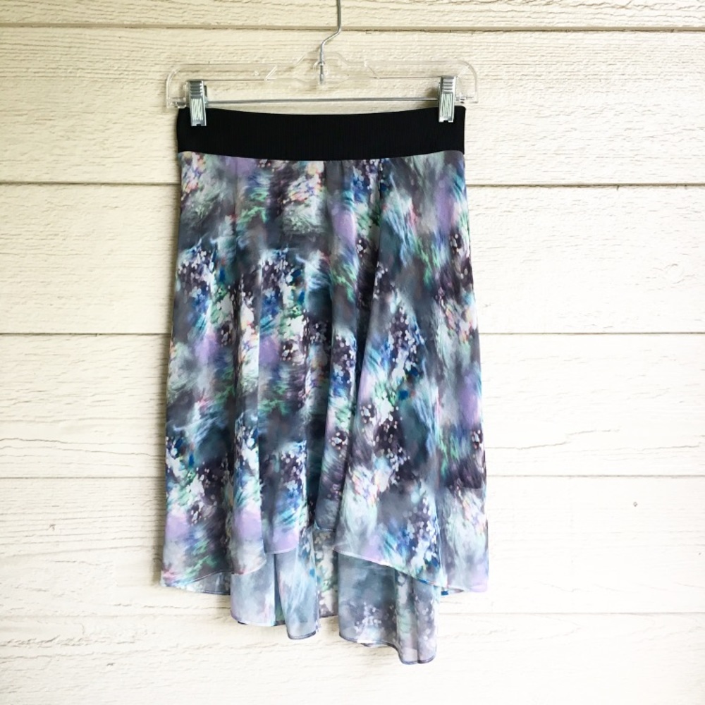Bebe Watercolor High/Low Skirt