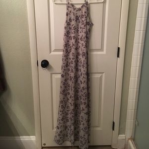 Dress white with grey flowers