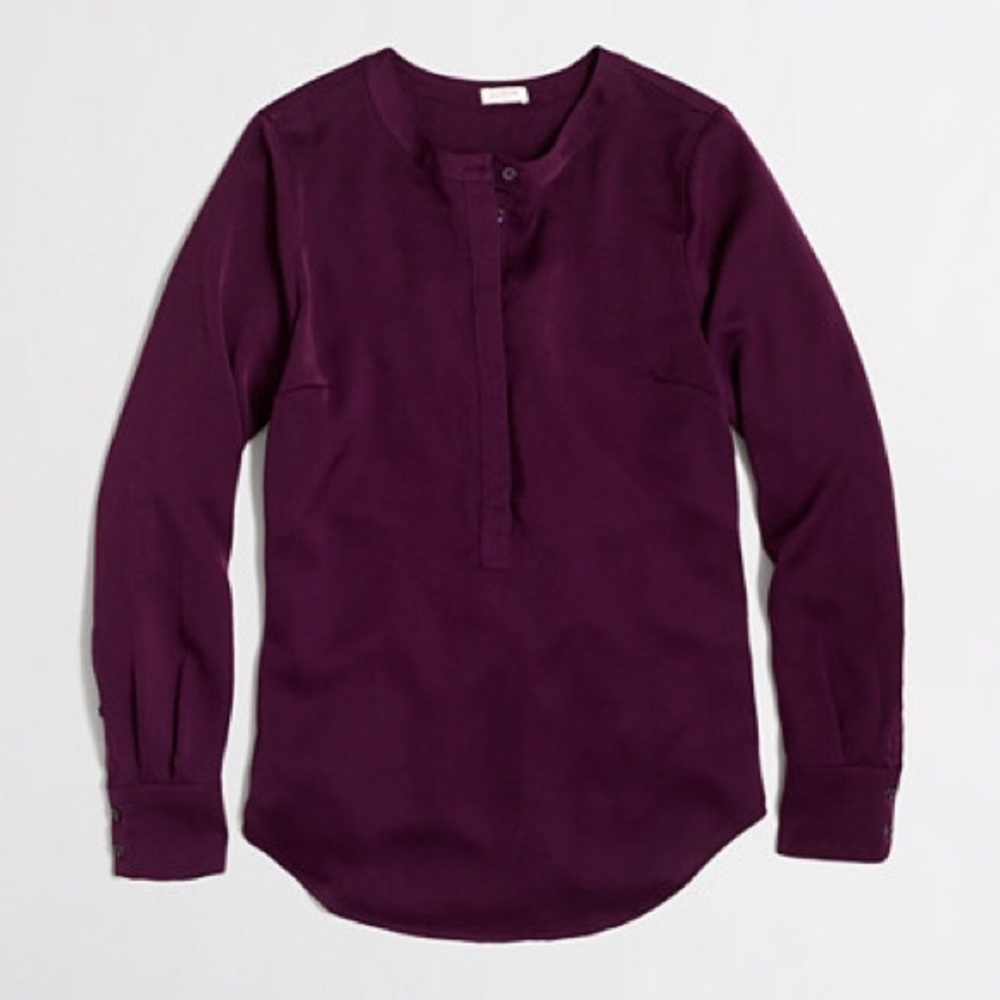 J. Crew Factory Burgundy Draped Henley Tunic