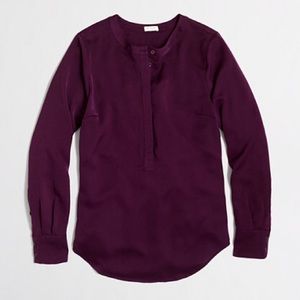 J. Crew Factory Burgundy Draped Henley Tunic